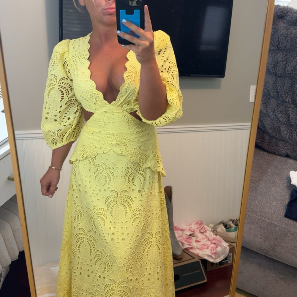 FARM Rio Yellow Long Sleeve Dress